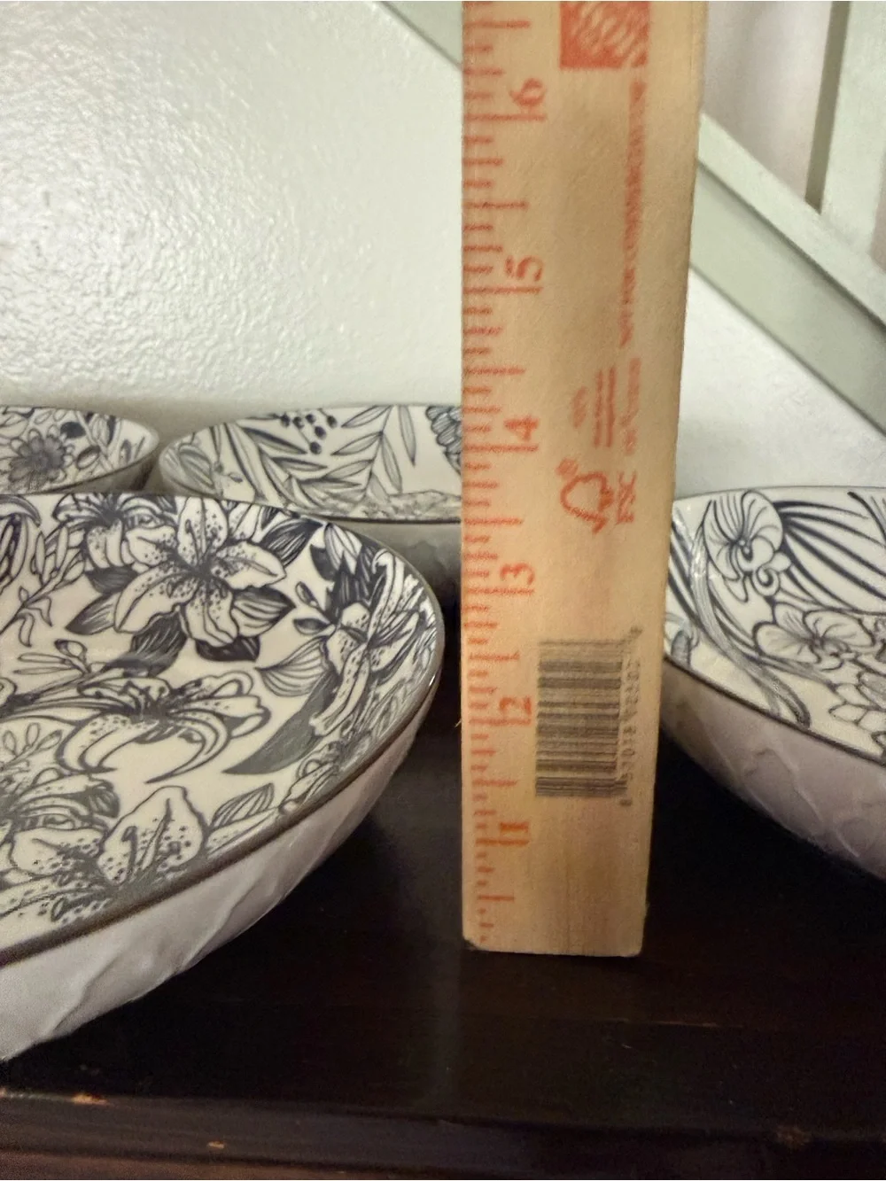 Decorative Floral Ceramic Bowl - grey  and White